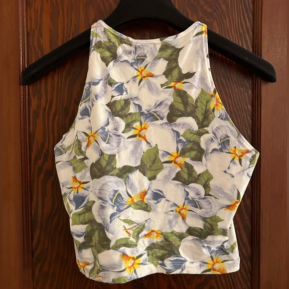 American Apparel Floral Cropped Tank Top Medium - Picture 2 of 2